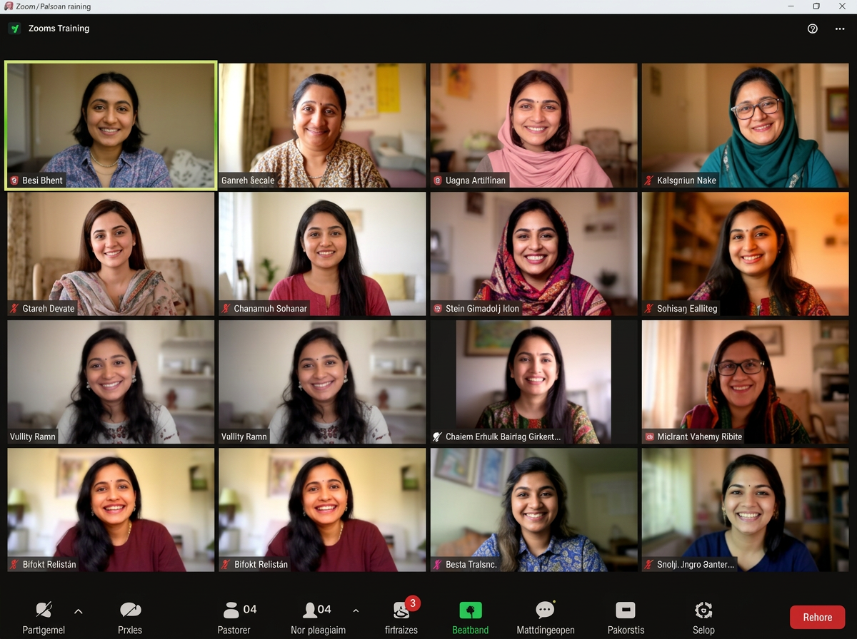 Pakistani women learning together in an online session