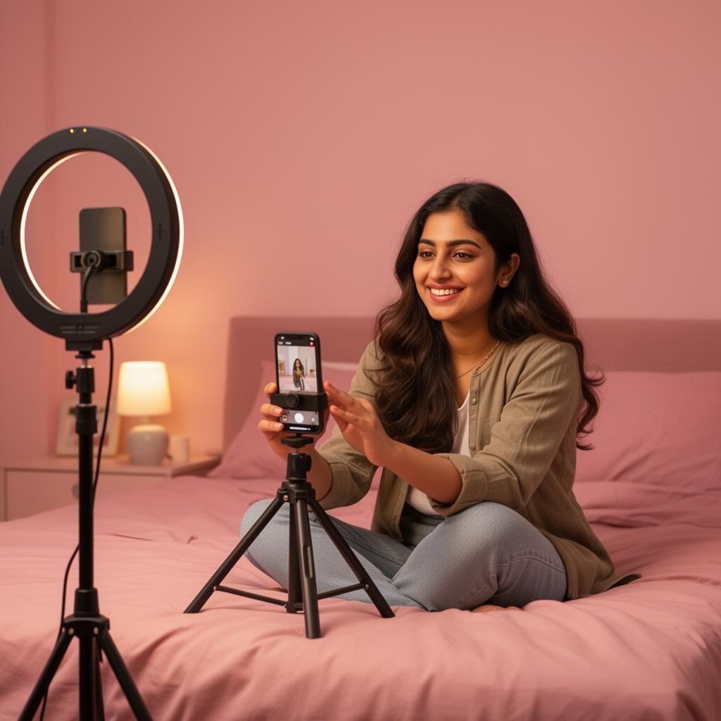 Pakistani woman creator filming content